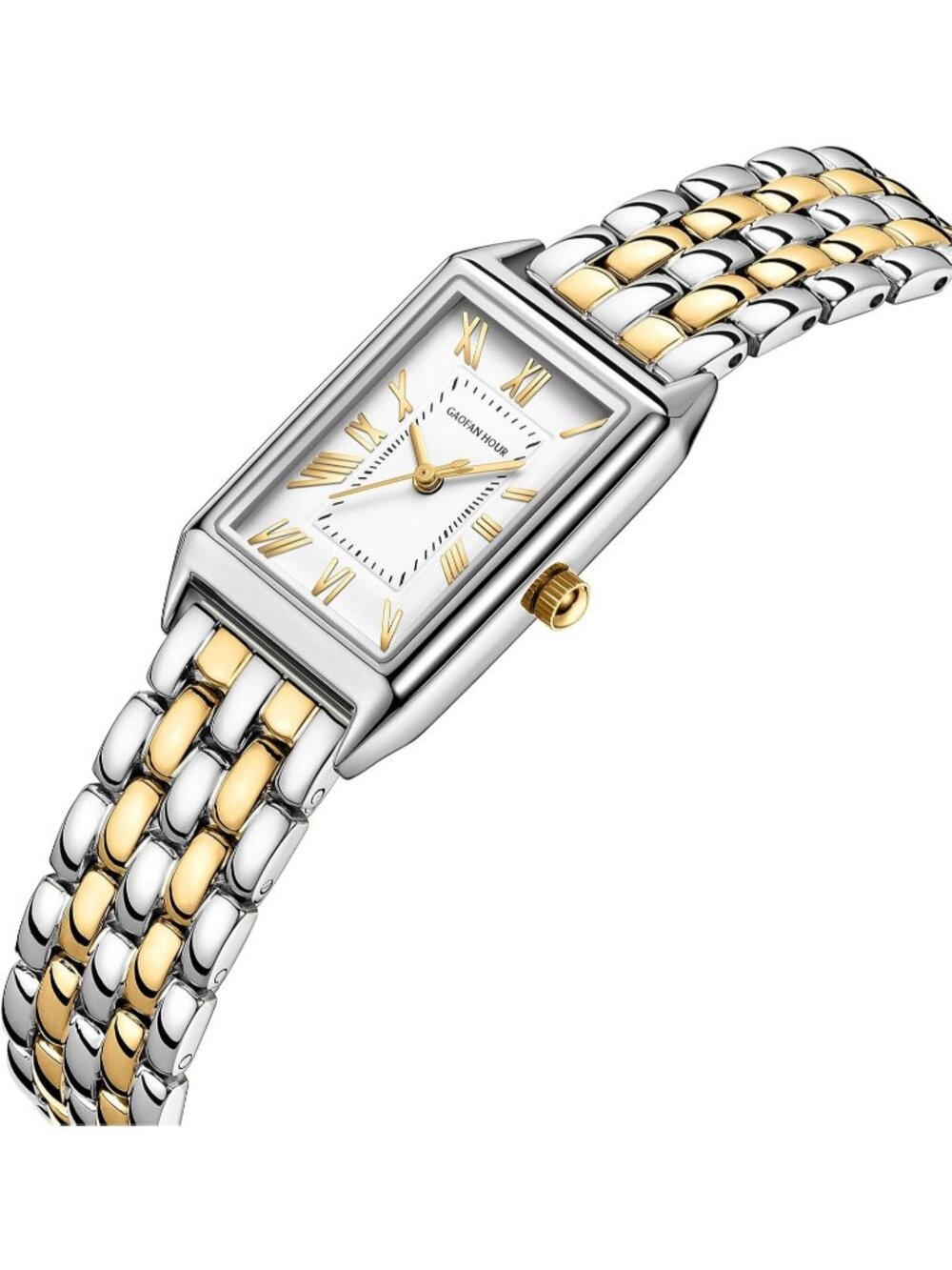 Women's Silver Gold Vintage Rectangular Case Stainless Steel Band Wrist Watches - Picture 2 of 6